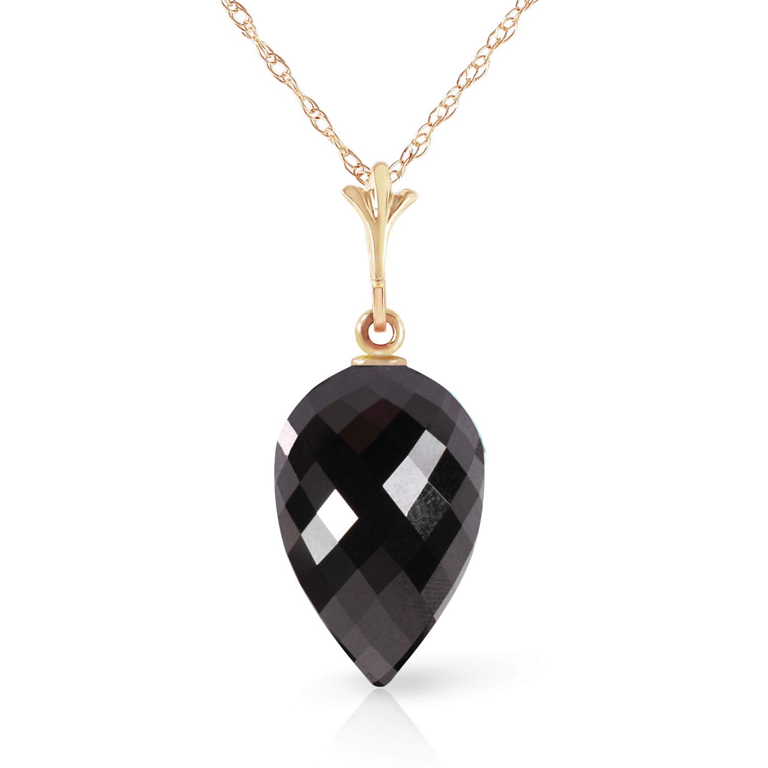 Galaxy Gold GG 14k 24" Yellow Gold Necklace with Natural Pointy Briolette Drop Black Spinel Pendant