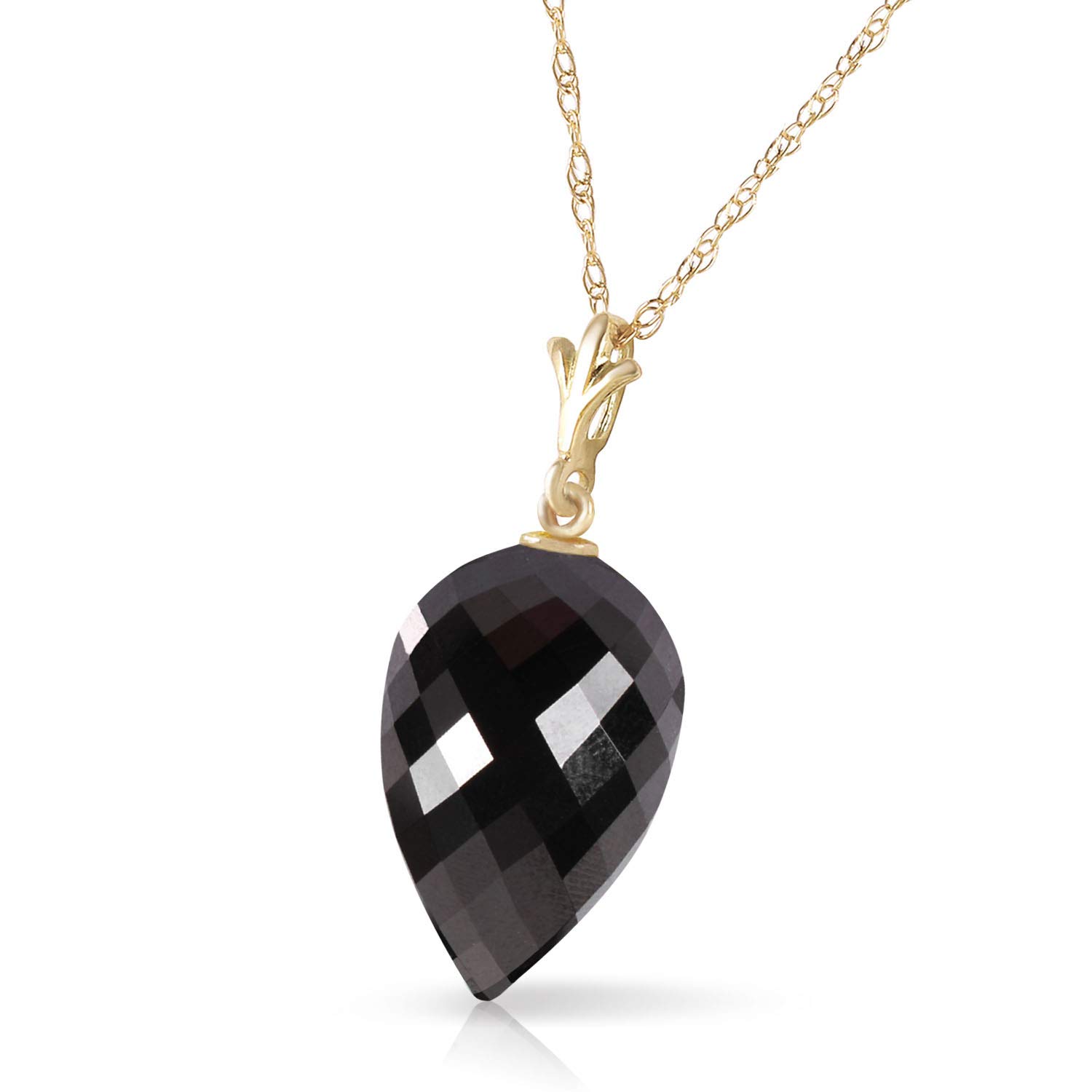 Galaxy Gold GG 14k 24" Yellow Gold Necklace with Natural Pointy Briolette Drop Black Spinel Pendant