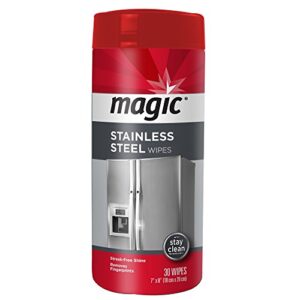 magic stainless steel wipes - removes fingerprints, residue, water marks and grease from appliances - works great on refrigerators, dishwashers, ovens and more - 30 count