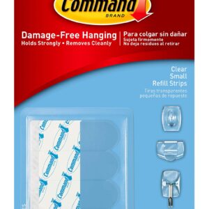 Command Clear Small Refill Strips, Holds up to 0.5 lb, 12 Replacement Strips, Re-Hang Clear Command Hooks or Wire Toggle Hooks, or Light Clips