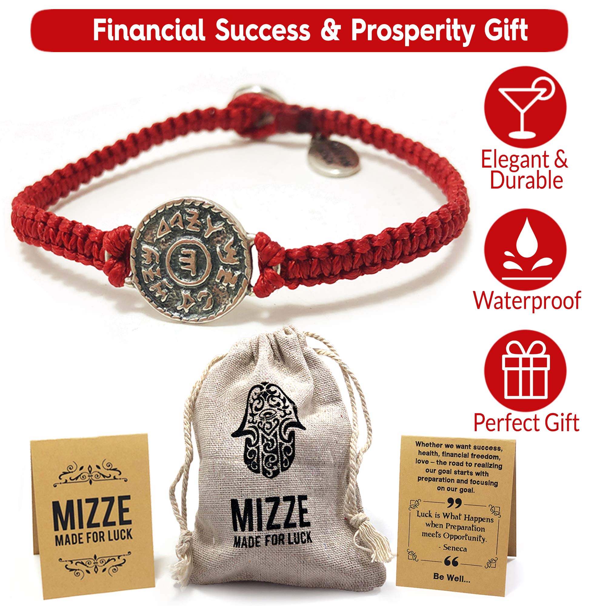 Red String Macrame Prosperity Financial Success & Evil Eye Protection Bracelet for Women with Silver Coin Charm - Gift for new job, long distance relationship gift, new business gift