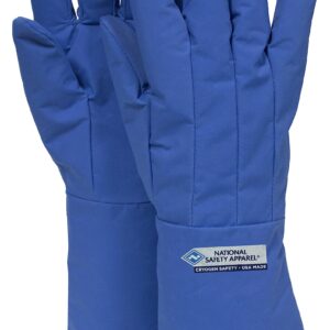 NATIONAL SAFETY APPAREL G99CRBERSMMA Nylon Taslan and PTFE Mid-Arm Standard Water Resistant Safety Glove, Cryogenic, 14" - 15" Length, Small, Blue