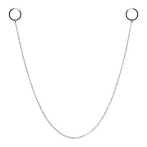 non piercing nipple rings body chain 13" fake nipple piercing 3/8" 10mm clip on spring hoops nipple chain body jewelry for women girls gift