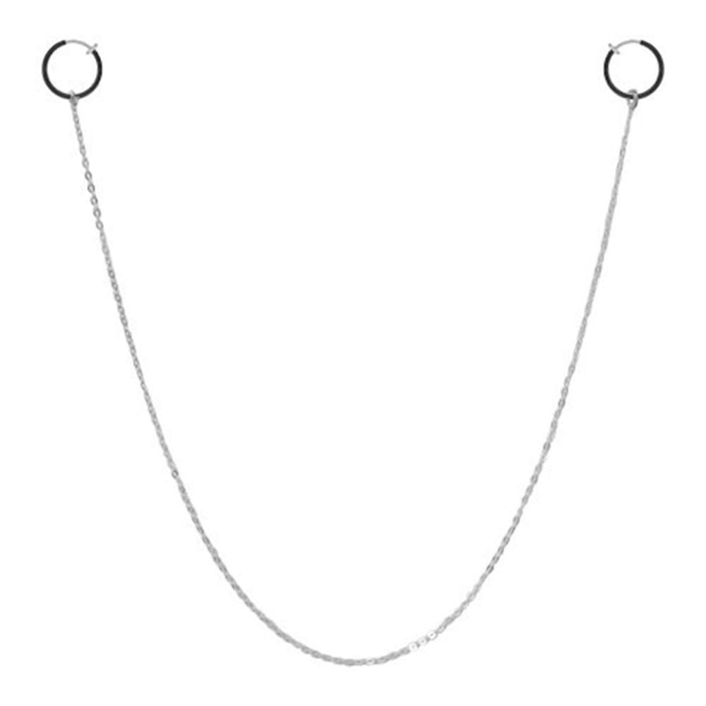 Non Piercing Nipple Rings Body Chain 13" Fake Nipple Piercing 3/8" 10mm Clip on Spring Hoops Nipple Chain Body Jewelry for Women Girls Gift