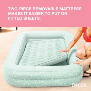 Intex 66810EP Inflatable Kidz Travel Bed Set: Includes Hand Pump and Carry Bag – Removable Mattress – Quick Inflation – Indoor Use – 28" x 52 x 4