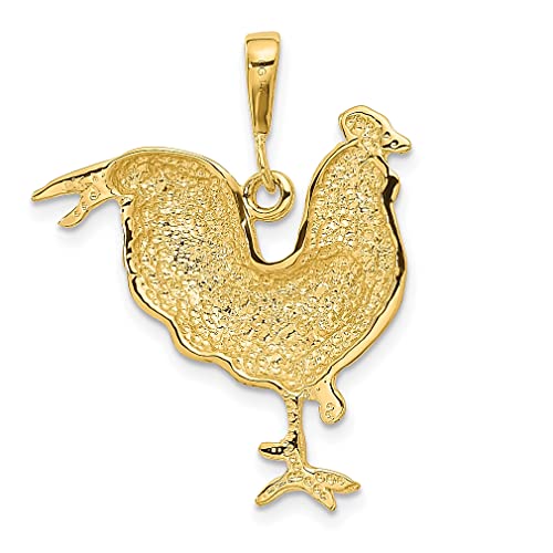 IceCarats 14K Yellow Gold Rooster Necklace Bird Pendant Charm Only