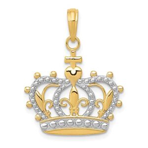 icecarats 14k yellow gold royal princess crown necklace charm pendant 27mm x 20mm only