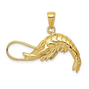 IceCarats 14K Yellow Gold Shrimp Necklace Charm Pendant Only