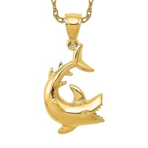 icecarats 14k yellow gold shark necklace charm pendant 27mm x 13mm only