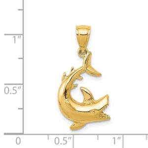 IceCarats 14K Yellow Gold Shark Necklace Charm Pendant 27mm x 13mm Only