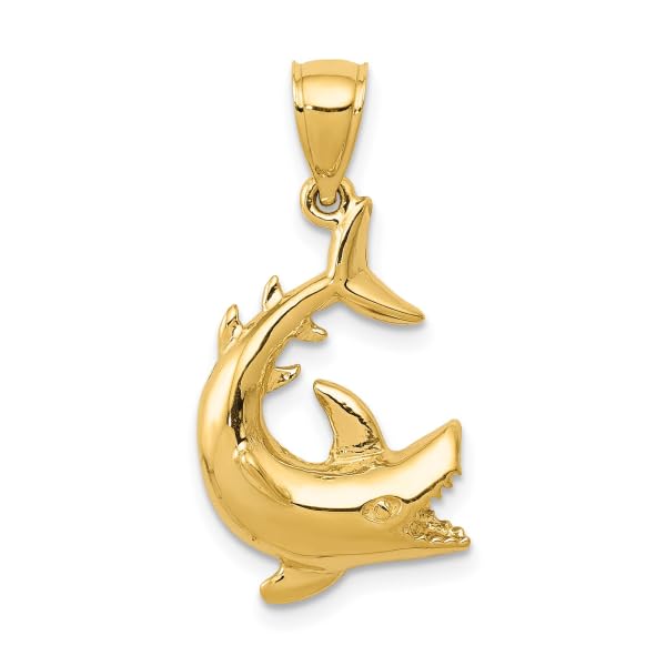 IceCarats 14K Yellow Gold Shark Necklace Charm Pendant 27mm x 13mm Only