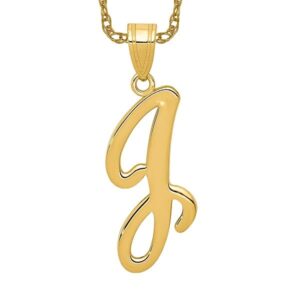 14K Yellow Gold Dainty Letter J Initial Name Monogram Necklace Charm Pendant Only