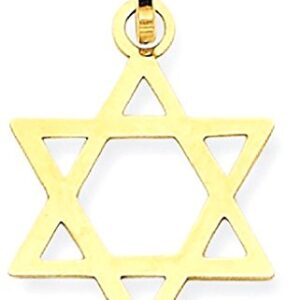 14K Yellow Gold Star of David Jewish Magen Necklace Judaica Religious Pendant Israel Charm Only