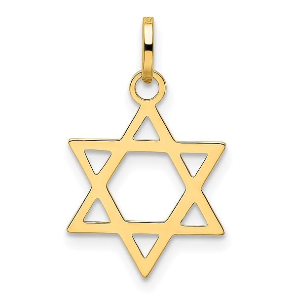 14K Yellow Gold Star of David Jewish Magen Necklace Judaica Religious Pendant Israel Charm Only