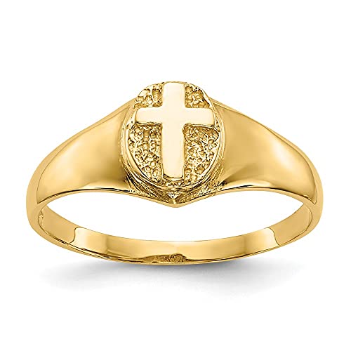 IceCarats 14K Yellow Gold Holy Cross Ring Christian Religious Band Size 4