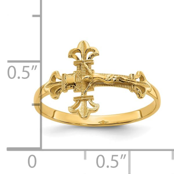 IceCarats 14K Yellow Gold Lord Jesus Christ Crucifix Holy Cross Ring Christian Religious Band Size 7