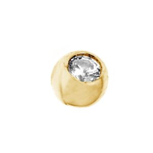 Ritastephens 14k Solid Yellow Gold Eyebrow Ring Jewelry 16 Gauge Cubic Zirconia