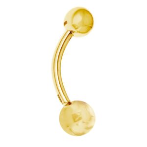 ritastephens 14k real gold yellow belly button navel ring body jewelry barbell