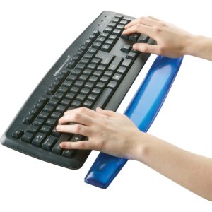 91137 Fellowes Gel Crystals Keyboard Wrist Rest, 18.5inch X 2.25inch, Blue