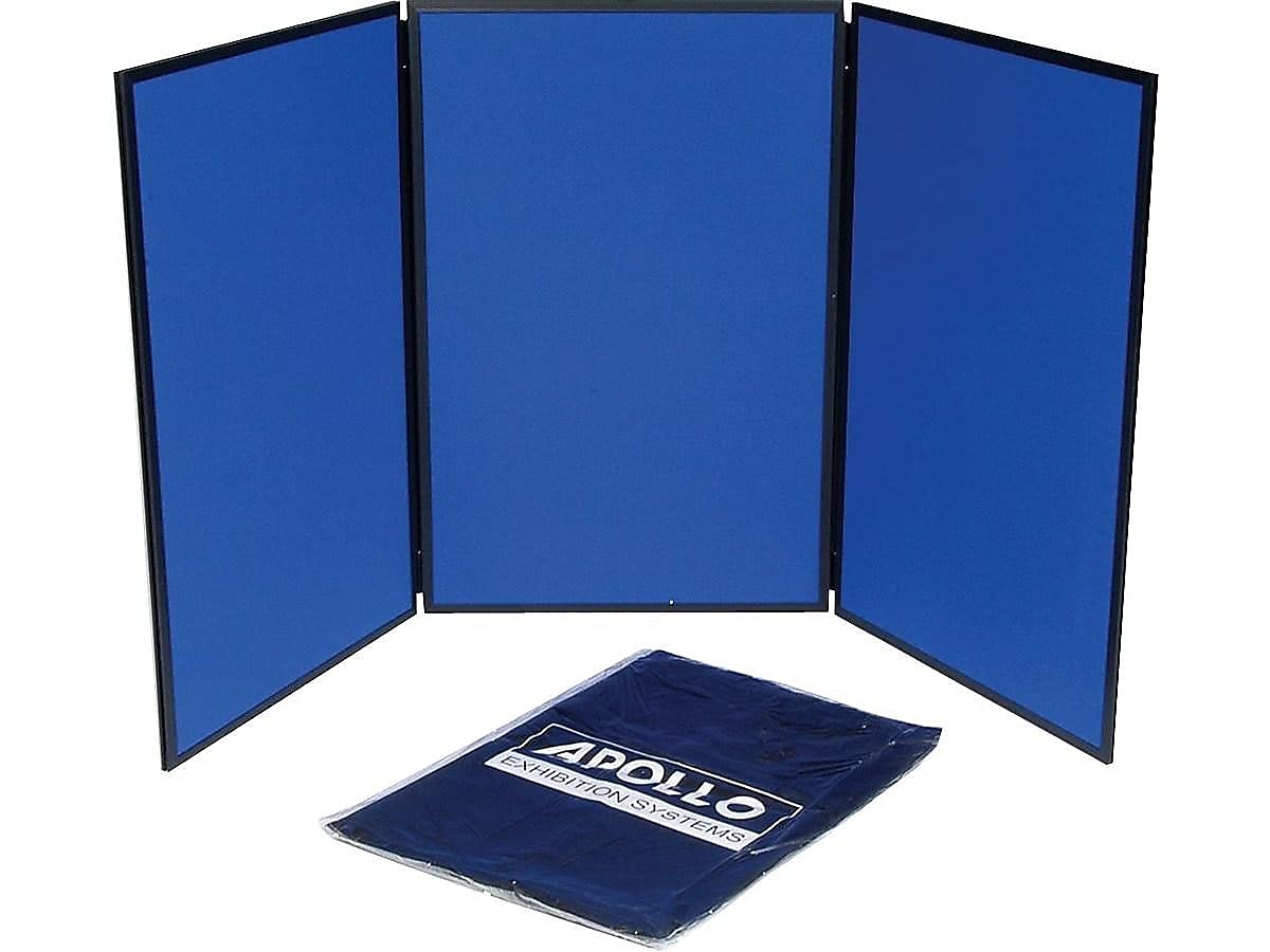 Quartet Show-IT! 3-Panel Display System, 6' x 3', Double-Sided, Blue/Gray