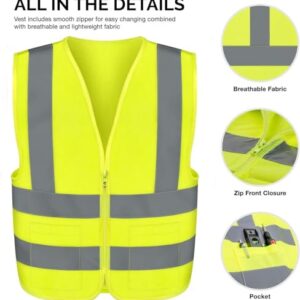 Neiko 53963A High Visibility SAFETY Vest with 2 Pockets, ANSI/ISEA Standard, Color Neon, Size XL, X-Large, Yellow