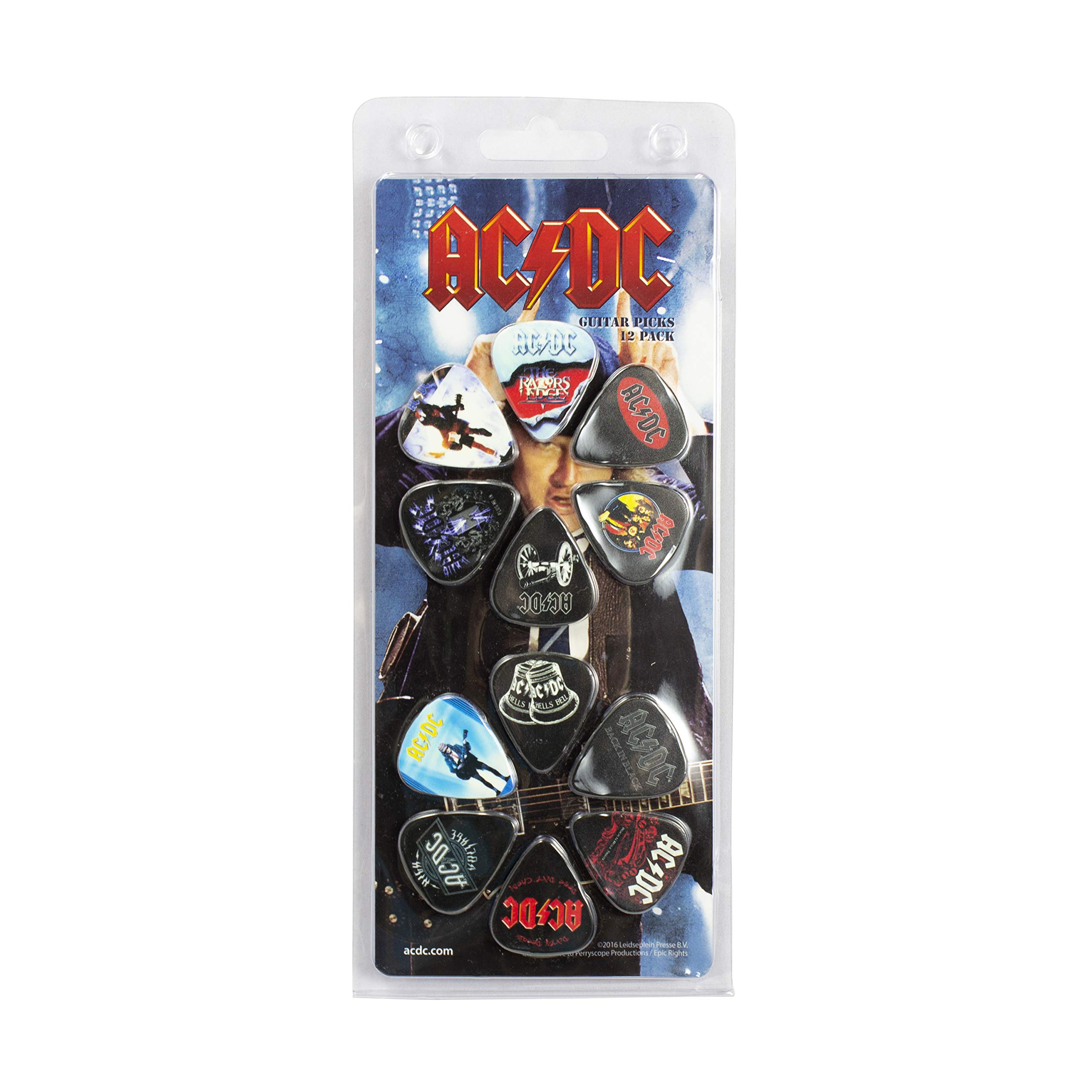 Perri's Leathers Ltd. - Guitar Picks - Celluloid - AC/DC - Official Licensed Product - Assorted Designs - Medium 0.71mm - 12 Pack - For Acoustic/Bass/Electric Guitars - Made in Canada (LP12-KISS1)