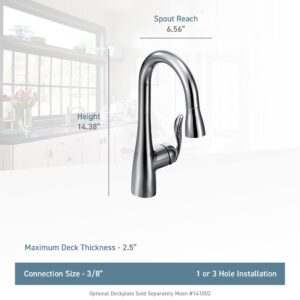 Moen Arbor Spot Resist Stainless One-Handle Pulldown Bar Faucet Featuring Reflex, Single Hole Kitchen Sink Faucet, 5995SRS