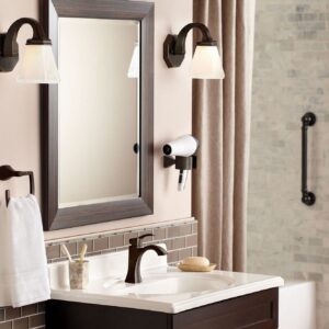 Moen Voss Oil Rubbed Bronze One-Handle High-Arc Bathroom Faucet with Drain Assembly for Single-Hole Sink, 6903ORB