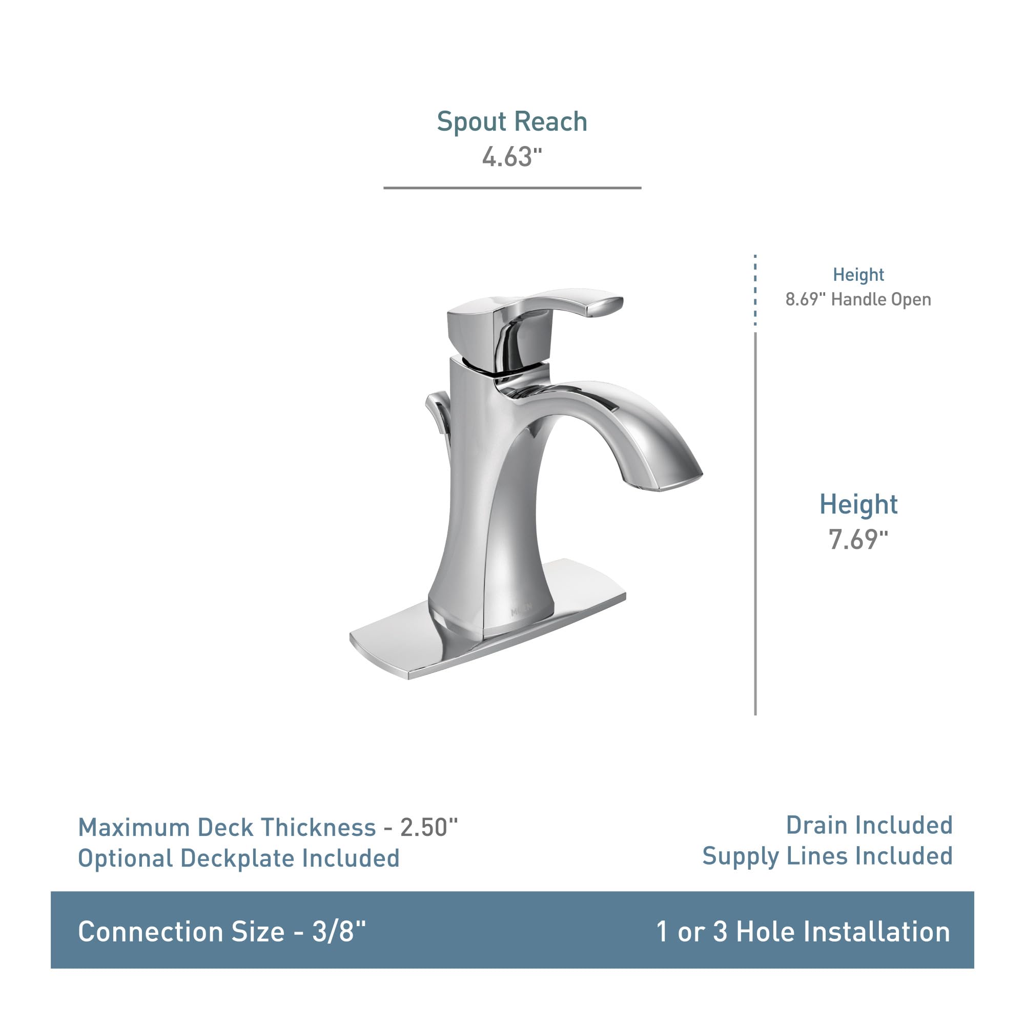 Moen Voss Oil Rubbed Bronze One-Handle High-Arc Bathroom Faucet with Drain Assembly for Single-Hole Sink, 6903ORB