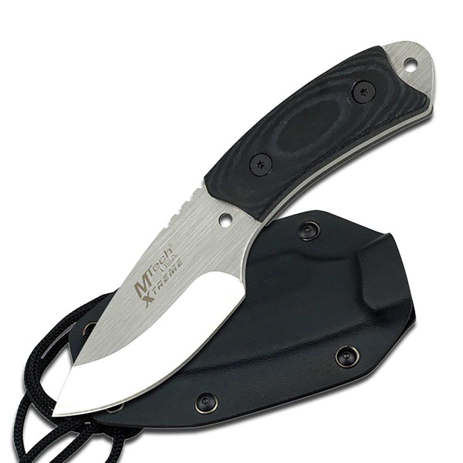 MTech USA Xtreme – Fixed Blade Knife – Brushed Finish Stainless Steel Blade with Black Micarta Handle and Kydex Sheath, Full Tang Construction, EDC, Tactical – MX-8035, 7-Inch Overall