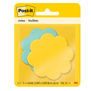 post-it super sticky notes, 3x3 in, 2x the sticking power, daisy shape, assorted colors, (7350-dsy)