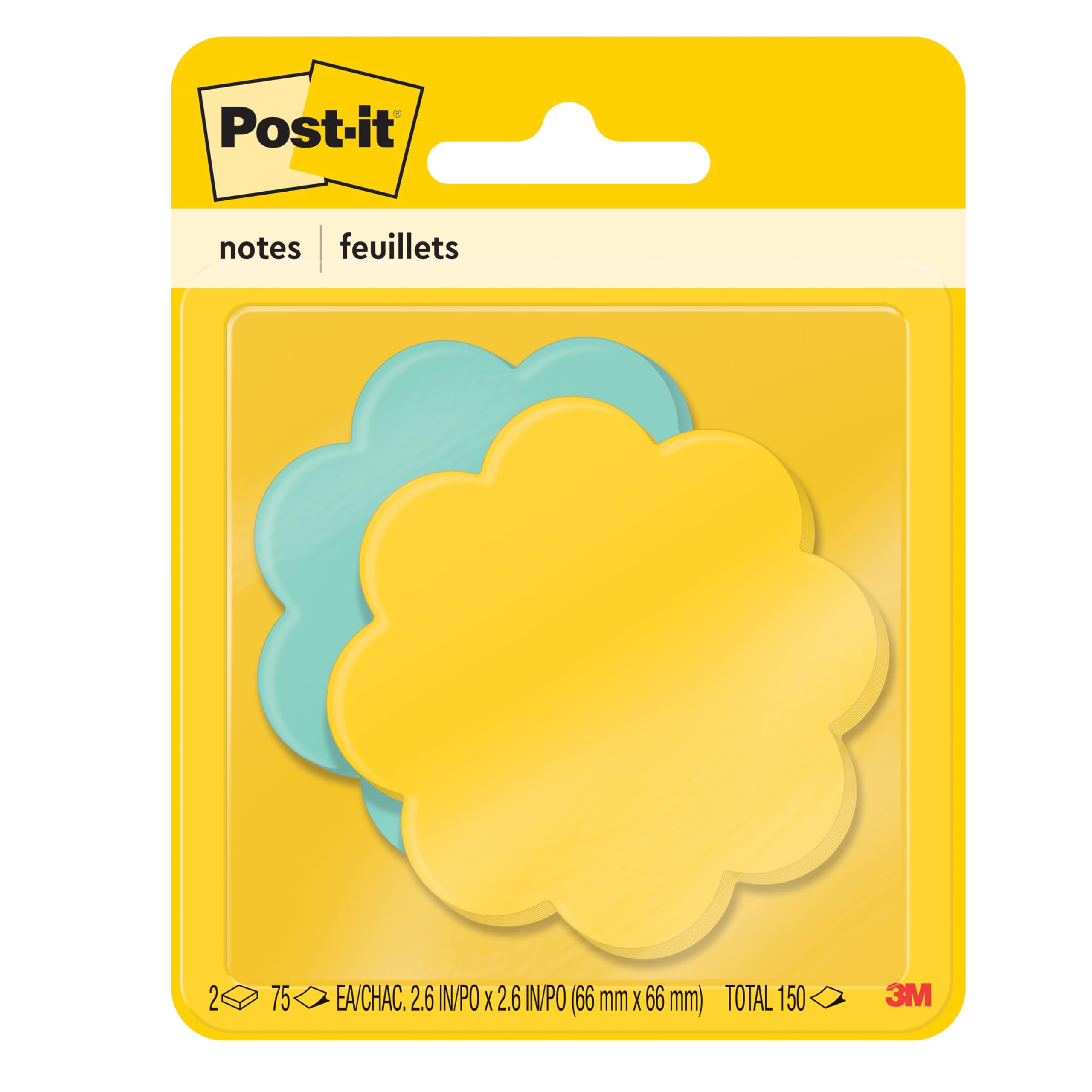 Post-it Super Sticky Notes, 3x3 in, 2X the Sticking Power, Daisy Shape, Assorted Colors, (7350-DSY)