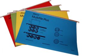 rexel 2101978 multifile plus foolscap suspension file, 150 sheet capacity, 15 mm v-base manilla, pack of 20, assorted