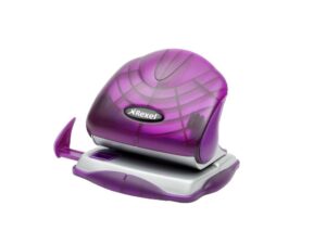 rexel s215p 2 hole punch, 15 sheet capacity, paper size guide bar, plastic, purple, 2101225