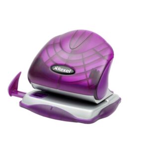 Rexel S215P 2 Hole Punch, 15 Sheet Capacity, Paper Size Guide Bar, Plastic, Purple, 2101225