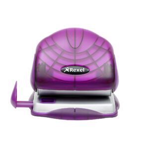 Rexel S215P 2 Hole Punch, 15 Sheet Capacity, Paper Size Guide Bar, Plastic, Purple, 2101225