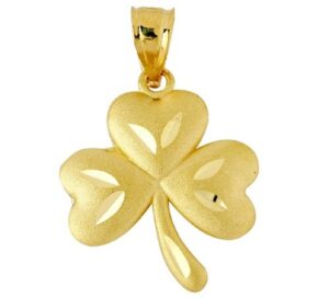 10k yellow gold celtic clover good luck charm