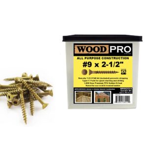 WoodPro Fasteners AP9X212-5 T25 5-Pound Net Weight 9 by 2-1/2-Inch All Purpose Wood Construction Screws, 500-Piece, Gold