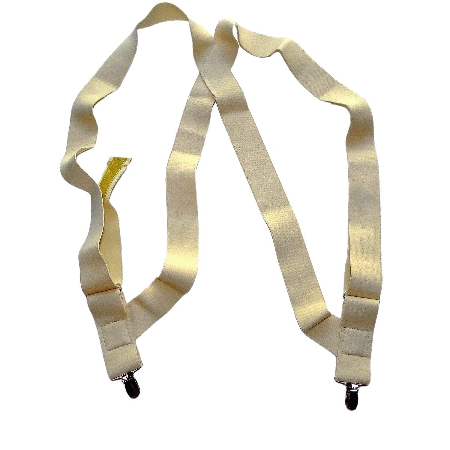 Holdup Hip-Clip Style Under-Ups Tan 1 1/2" Suspenders for Men with the USA Patented Metal "No-Slip" Clip