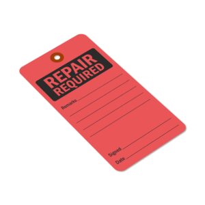 smartsign repair required tags | 5 3/4" x 3" fluorescent 13pt cardstock red color pack of 100