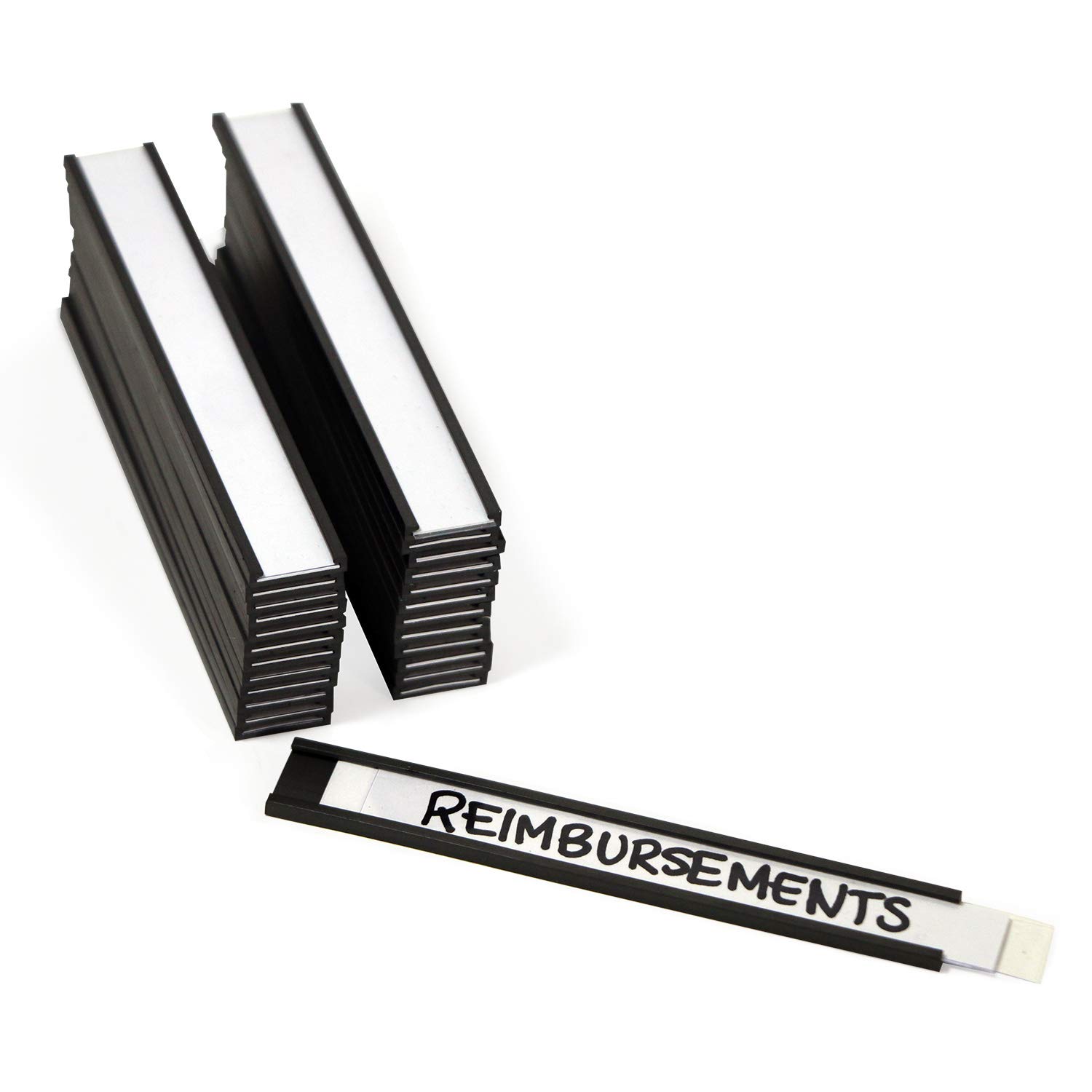 SmartSign Magnetic 'C' Channel Label Holders for Metal Racks and Shelves | 0.5" x 4" Pack of 25