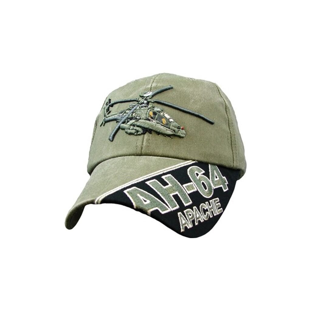 US Army AH-64 Apache Helicopter Green Adjustable Baseball Cap