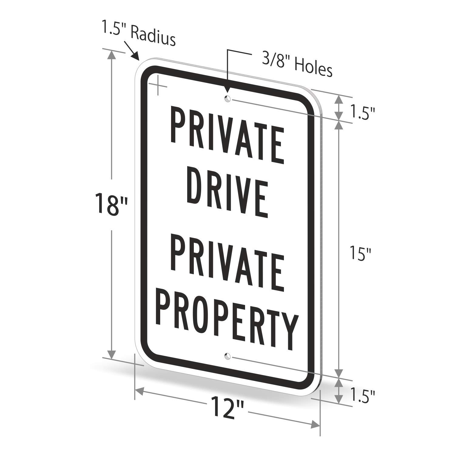 SmartSign "Private Drive - Private Property" Sign | 12" x 18" 3M Engineer Grade Reflective Aluminum