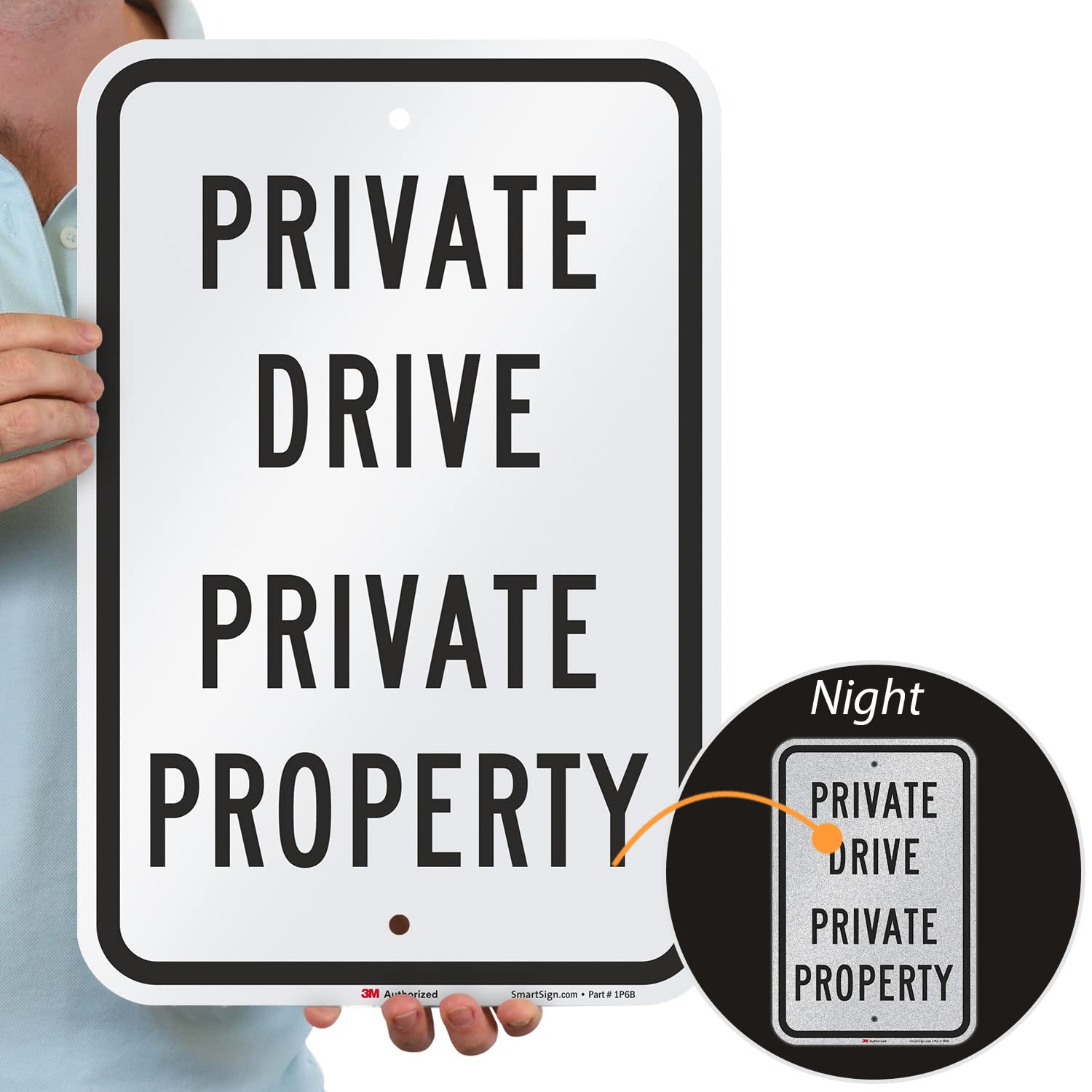 SmartSign "Private Drive - Private Property" Sign | 12" x 18" 3M Engineer Grade Reflective Aluminum