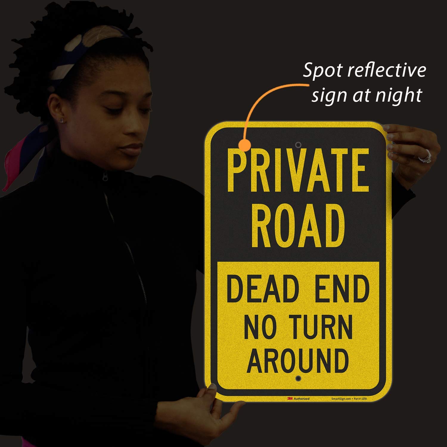 SmartSign Private Road Sign, Dead End Sign, Private Driveway Sign, 12 x 18 Inches 3M Engineer Grade Reflective Aluminum