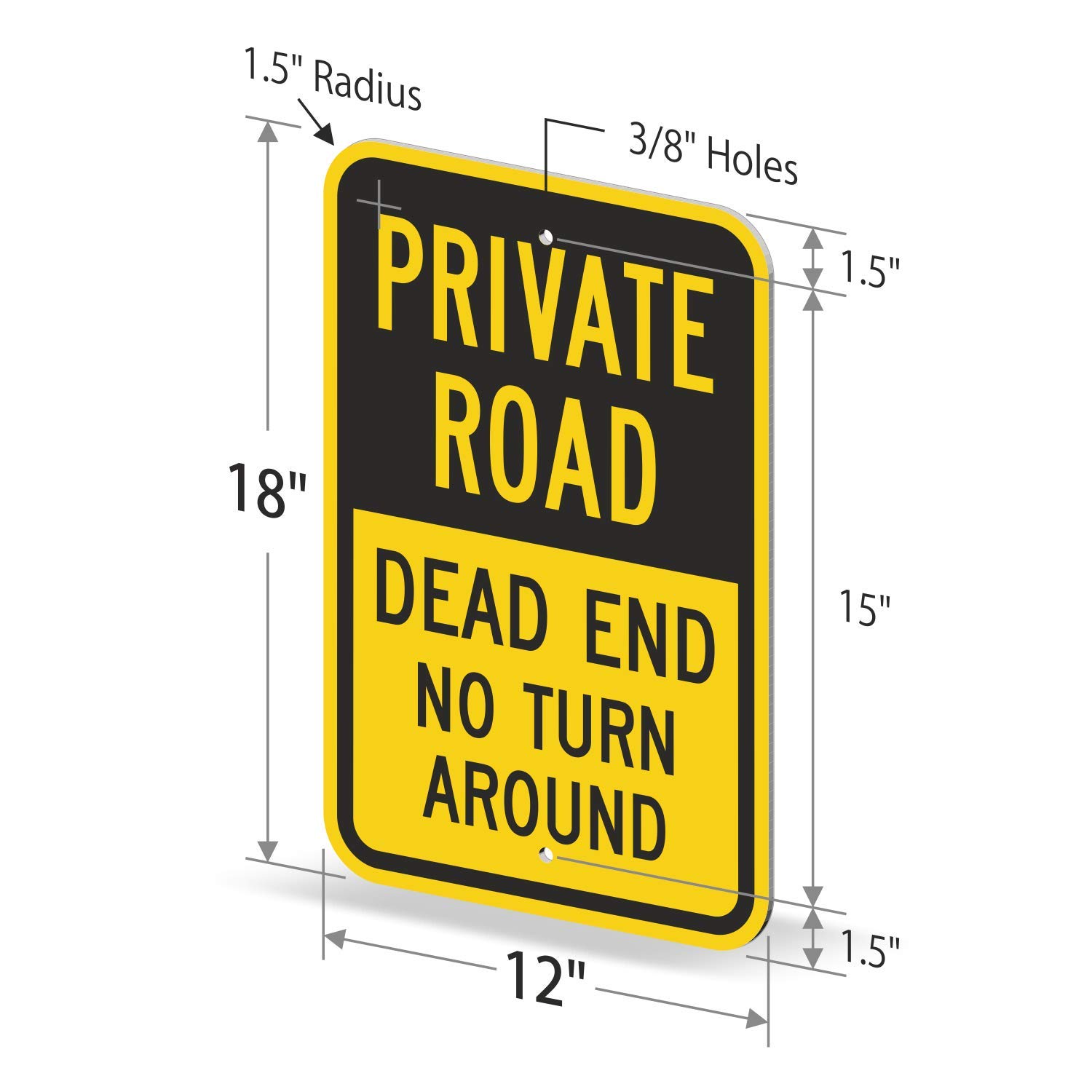 SmartSign Private Road Sign, Dead End Sign, Private Driveway Sign, 12 x 18 Inches 3M Engineer Grade Reflective Aluminum