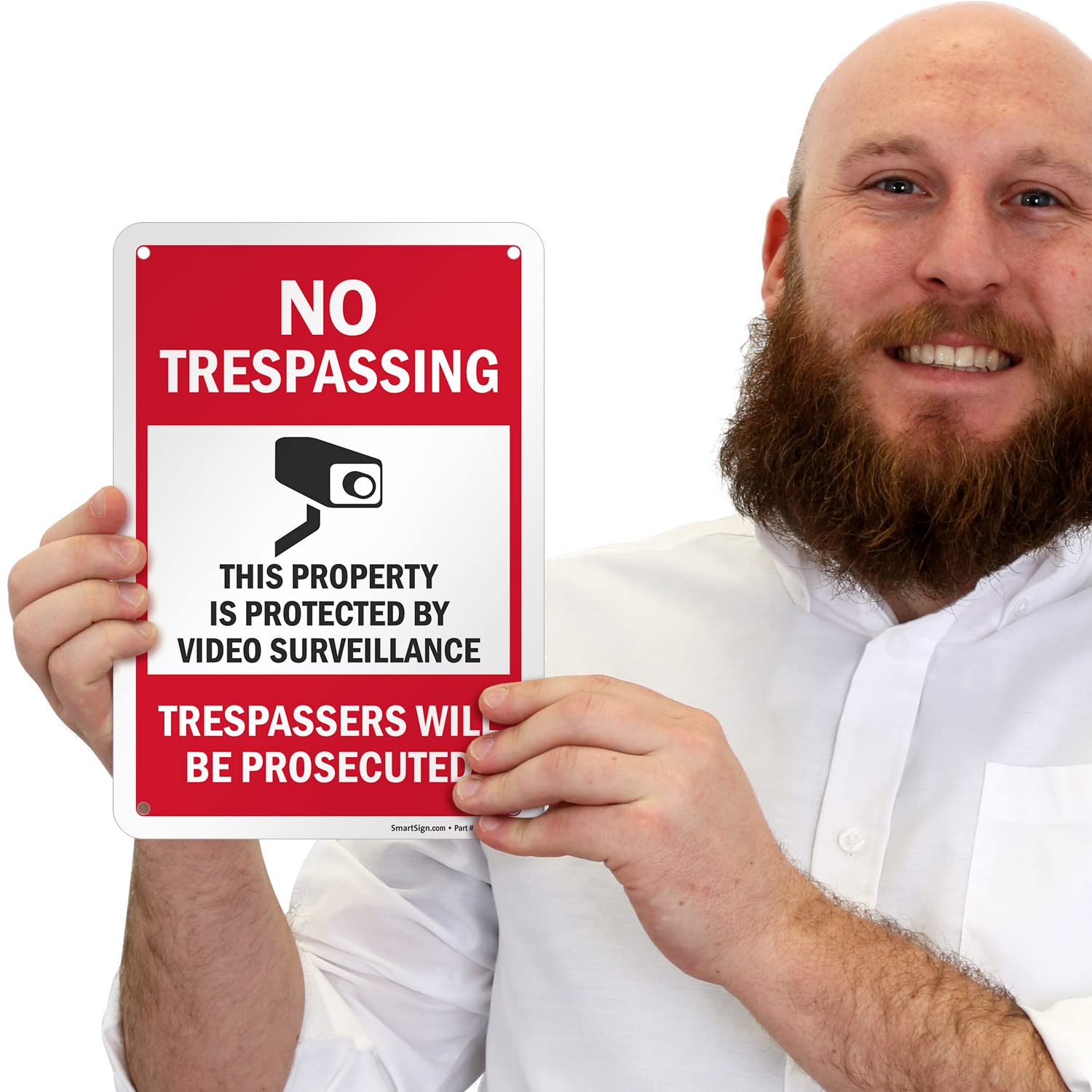 SmartSign "No Trespassing - This Property is Protected by Video Surveillance" Sign | 7" x 10" Aluminum