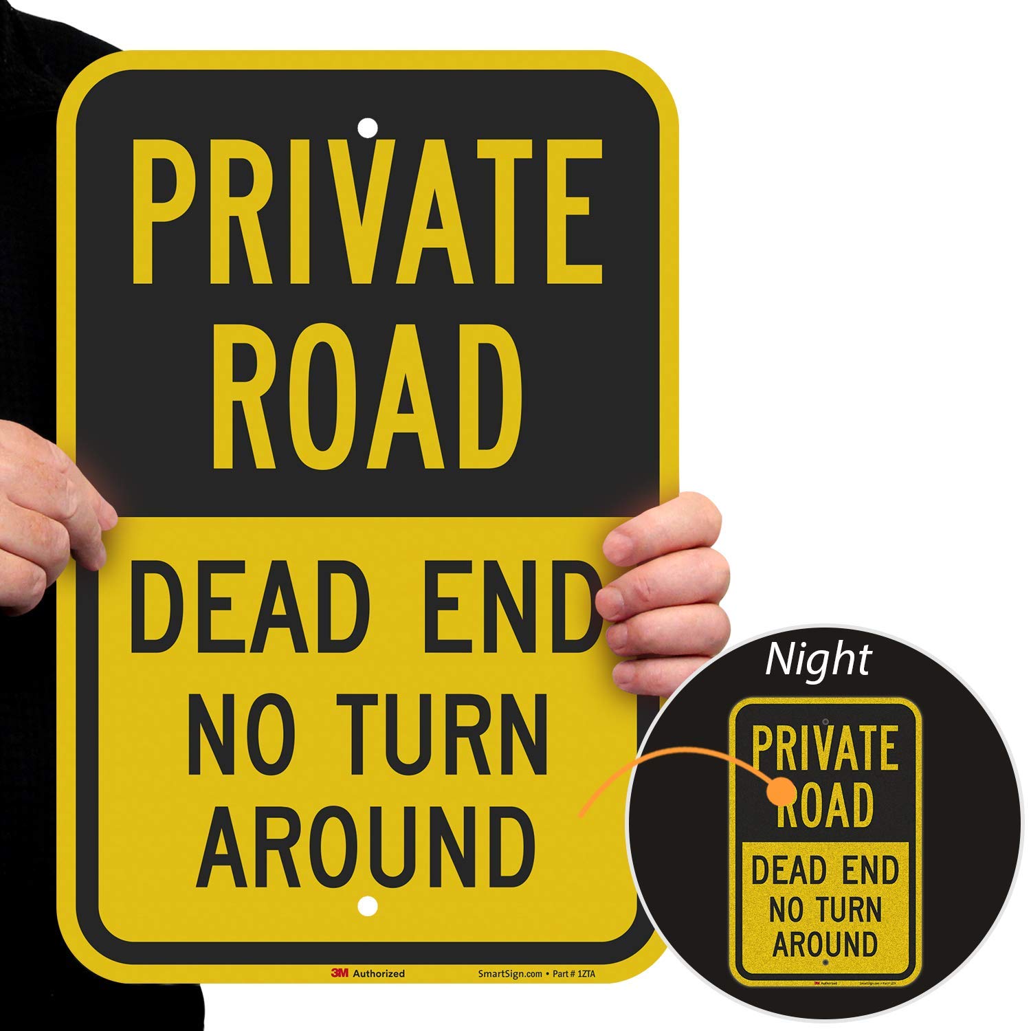 SmartSign Private Road Sign, Dead End Sign, Private Driveway Sign, 12 x 18 Inches 3M Engineer Grade Reflective Aluminum