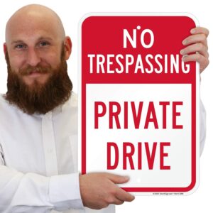 SmartSign - K-5893-AL-12x18 "No Trespassing - Private Drive" Sign | 12" x 18" Aluminum