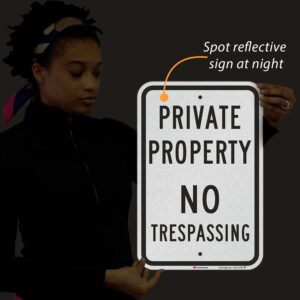 "Private Property - No Trespassing" Sign By SmartSign | 12" x 18" 3M Engineer Grade Reflective Aluminum